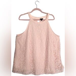 Torrid LACE HIGH NECK TANK Peach Blush Pink Plus Size 2X